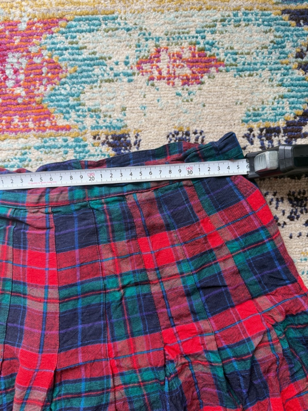 Vintage Marnie West Plaid Mini Skirt - Red Tartan - Ruffle Hem, Size XS/S - Picture 4 of 4